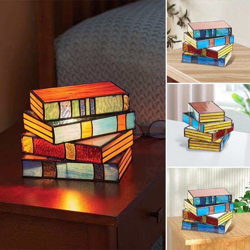 Gestapelde boekenlamp