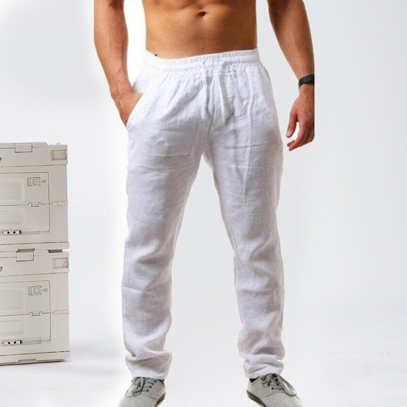 Katoenen linnen ademende effen kleur broek