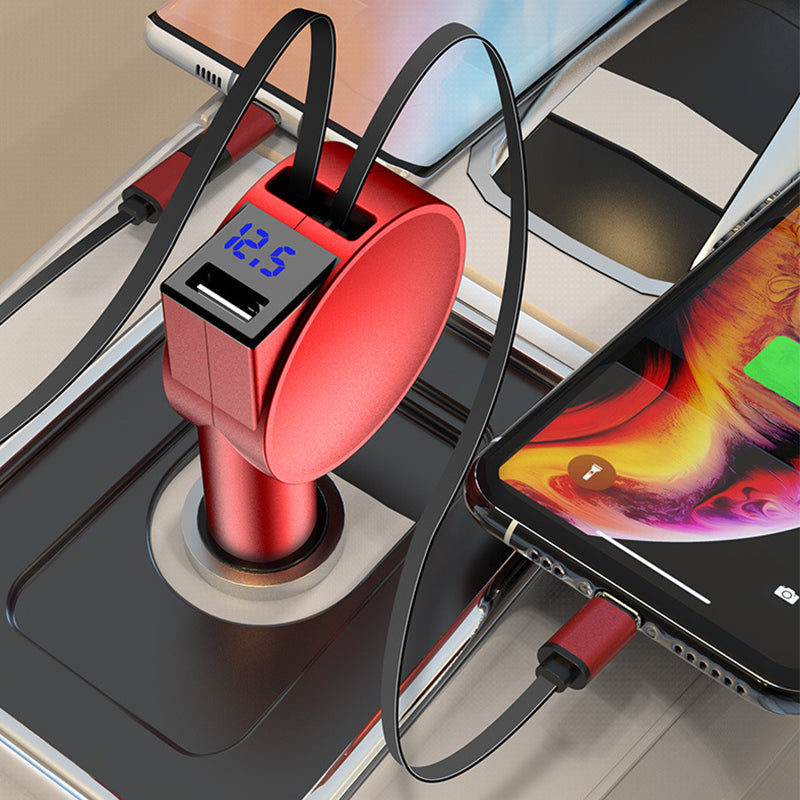3-in-1 intrekbare snellaad adapter voor in de auto