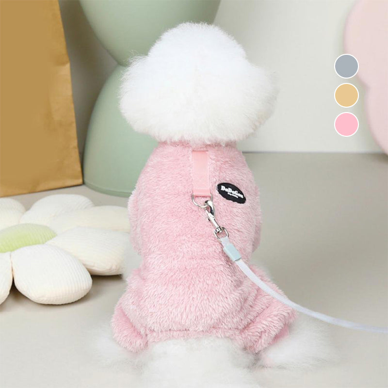 Fleece Huisdier Elastische Jumpsuit met Trekring