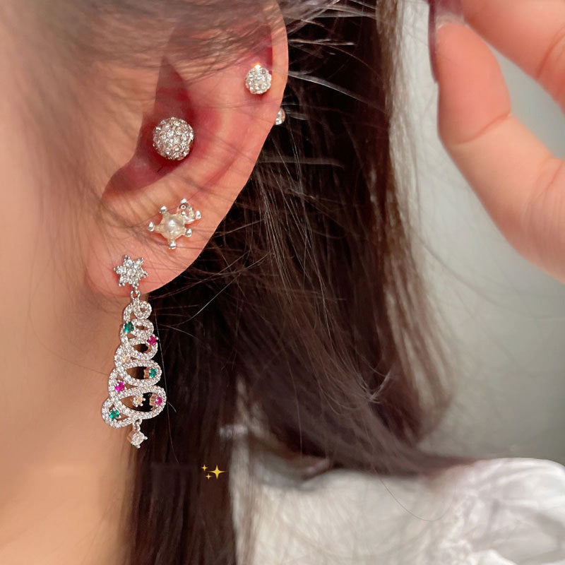 Glanzende kerstboom oorbellen