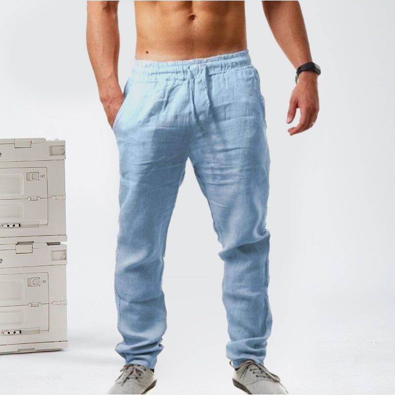 Katoenen linnen ademende effen kleur broek