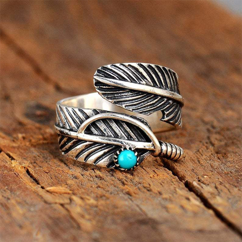 Boho veer turquoise verstelbare ring