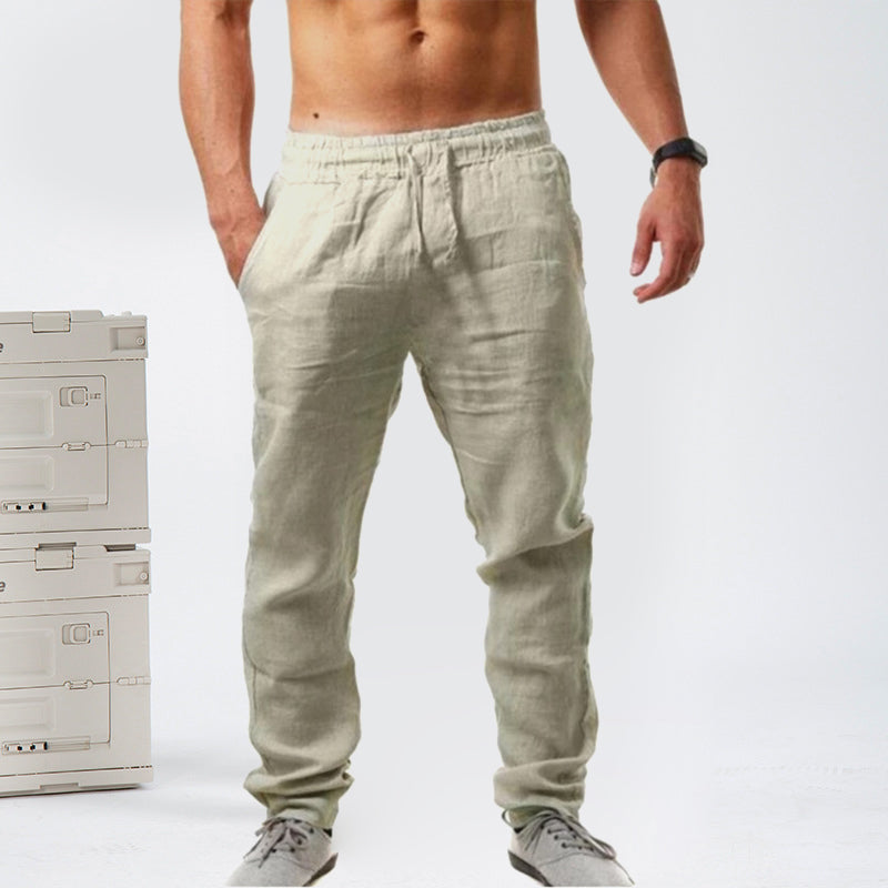 Katoenen linnen ademende effen kleur broek