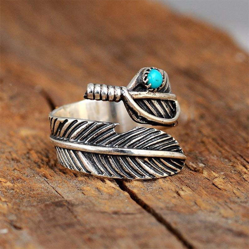 Boho veer turquoise verstelbare ring