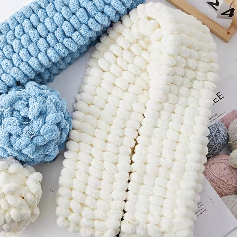 Winter DIY gevlochten parelmoer grove wol (6 stuks)