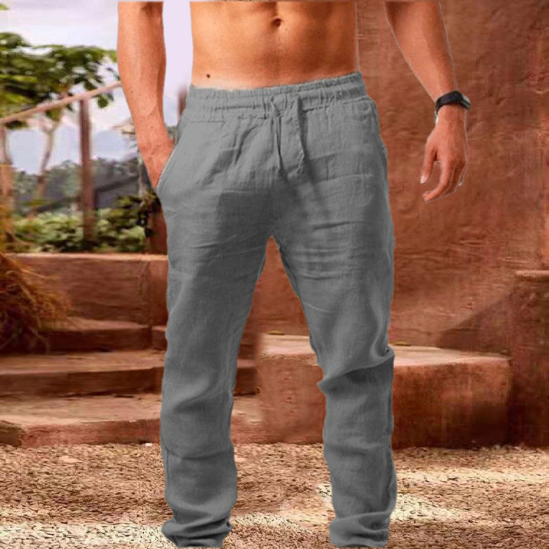 Katoenen linnen ademende effen kleur broek