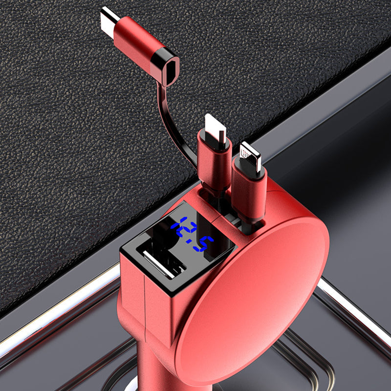 3-in-1 intrekbare snellaad adapter voor in de auto