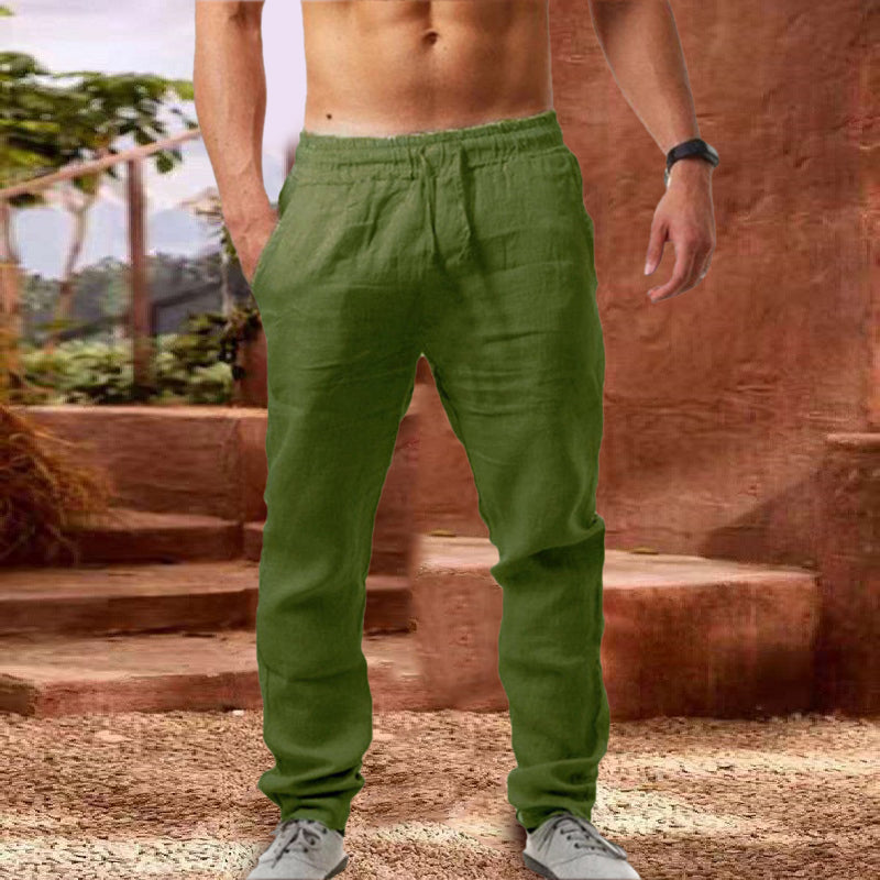 Katoenen linnen ademende effen kleur broek