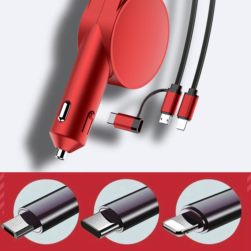 3-in-1 intrekbare snellaad adapter voor in de auto