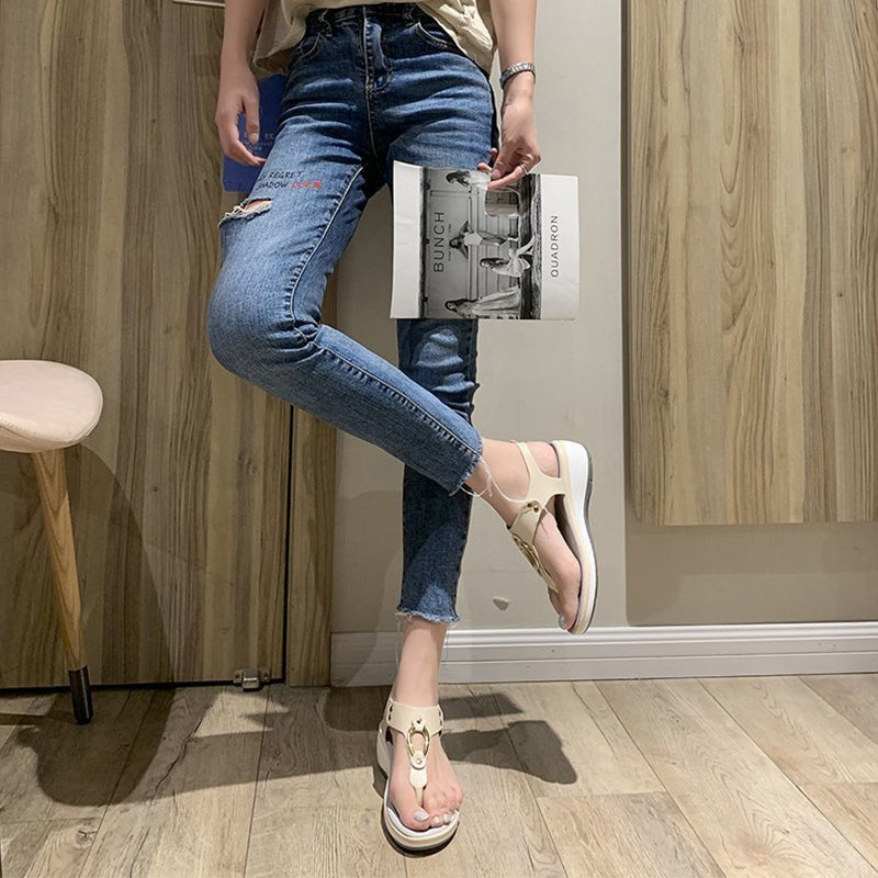Zomerse effen kleur teenslippers