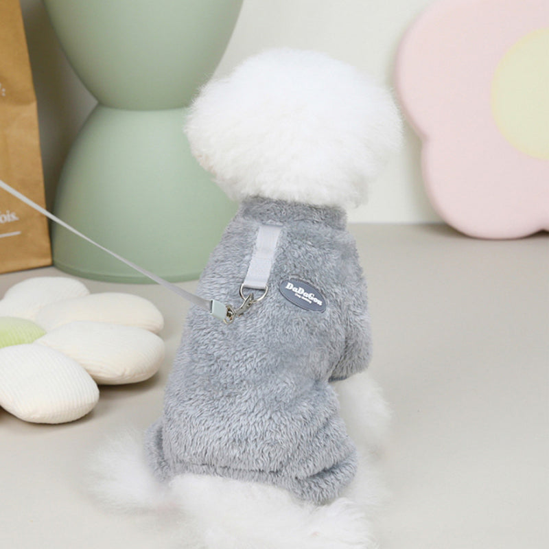 Fleece Huisdier Elastische Jumpsuit met Trekring