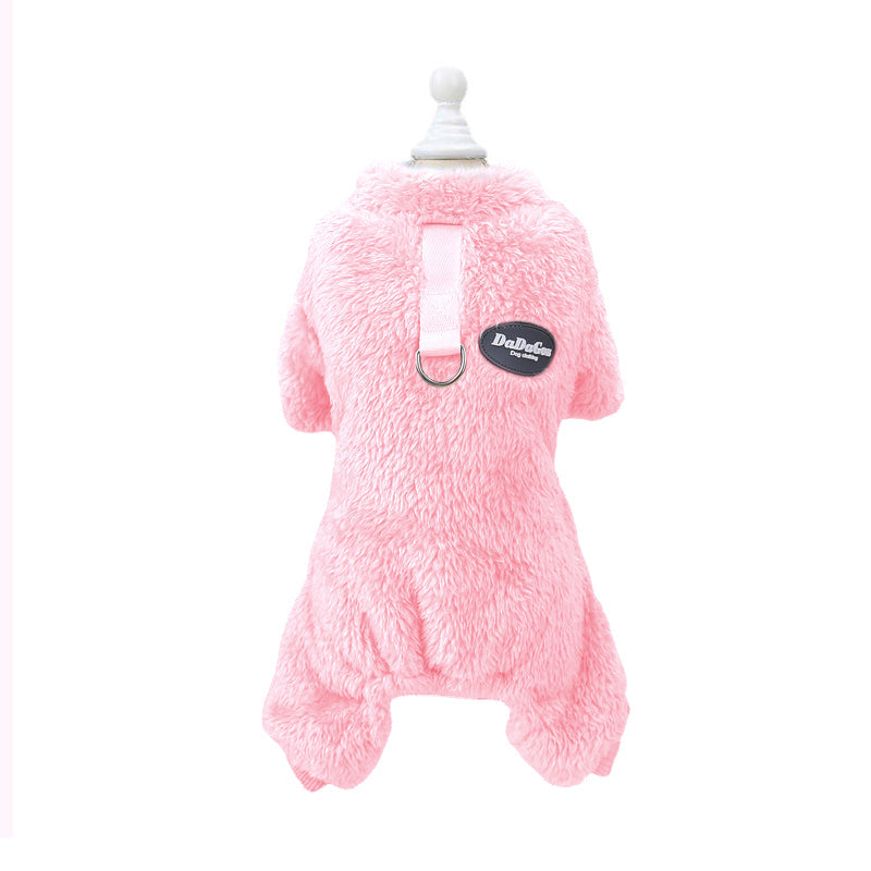 Fleece Huisdier Elastische Jumpsuit met Trekring
