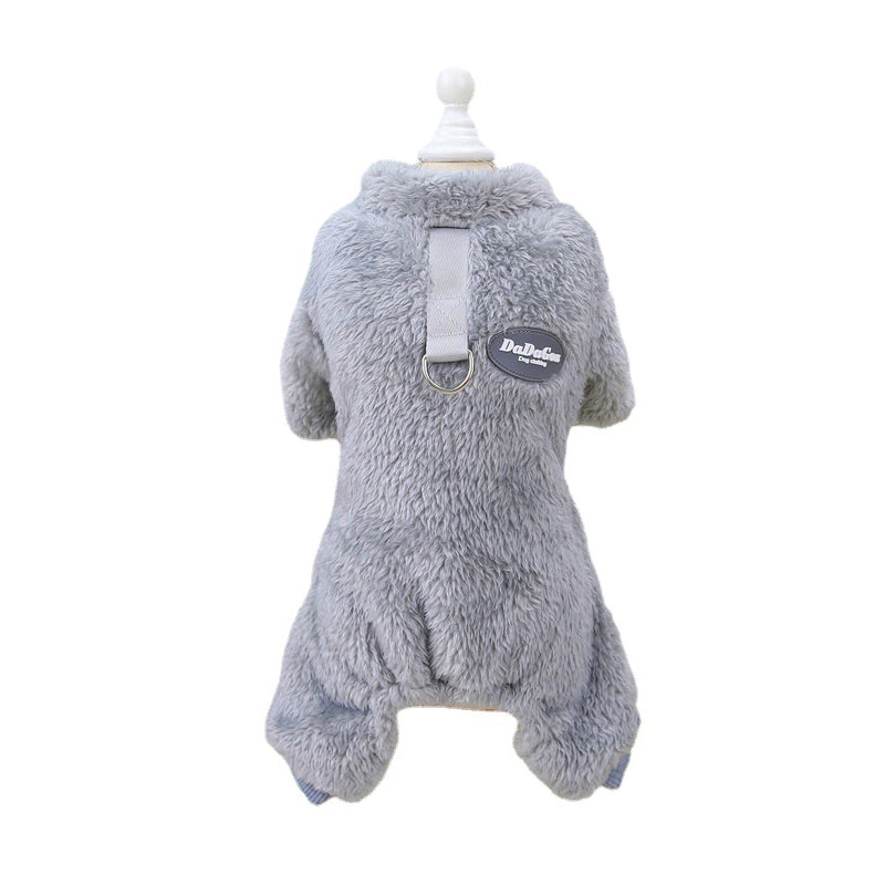 Fleece Huisdier Elastische Jumpsuit met Trekring
