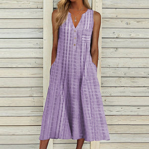 Mouwloze jurk met V-hals