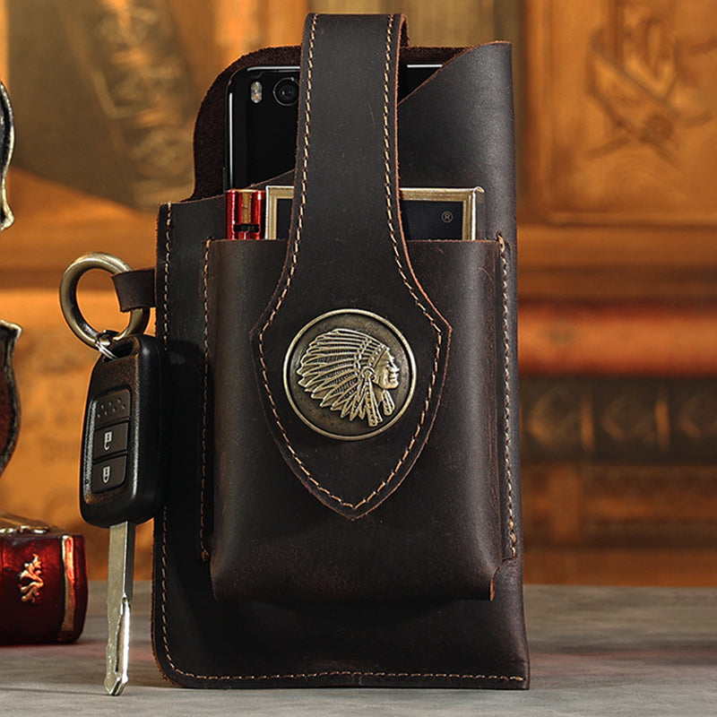 Multifunctionele leren telefoonhoes