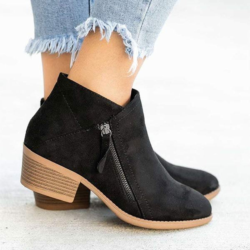 Chunky Heel enkellaarsjes met Zijrits voor Dames