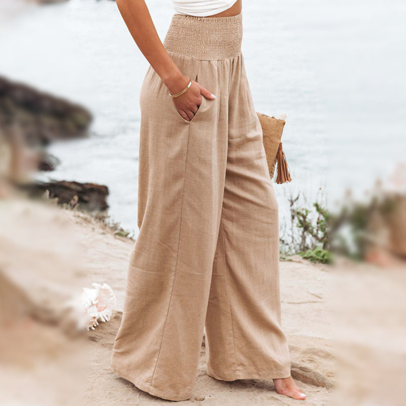 losse broek met wijde pijpen