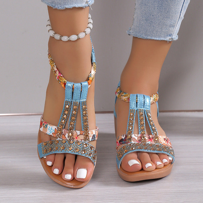 Zomersandalen met strass voor dames
