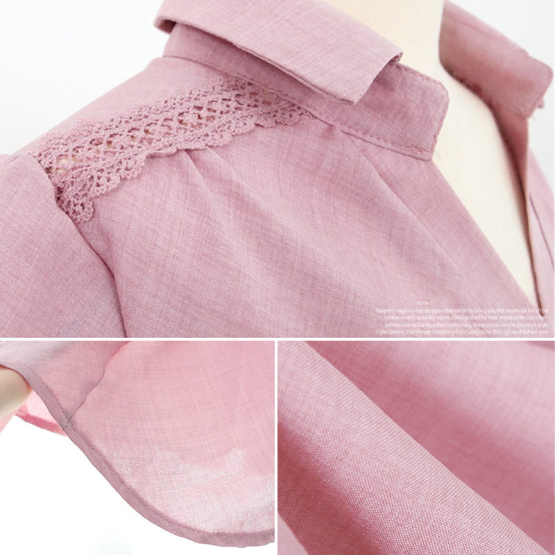 Los damesshirt met lange mouwen en V-hals