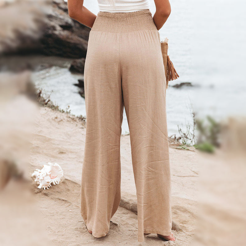 losse broek met wijde pijpen