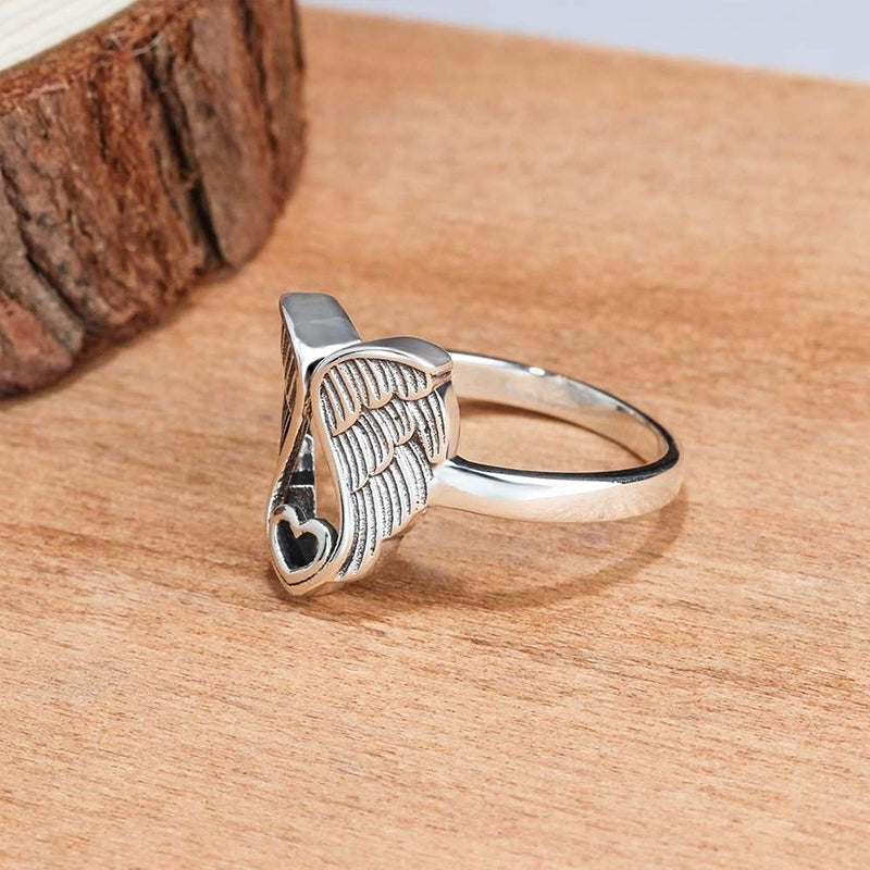 Sterling zilveren ring met engelen hart
