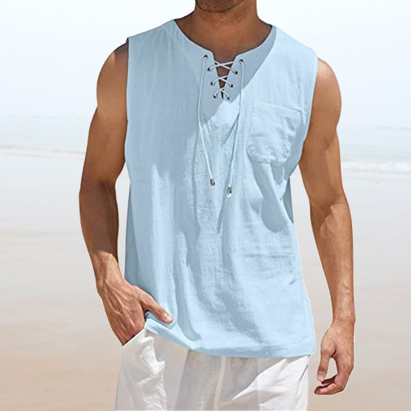 Effen kleur vest met trekkoord voor heren