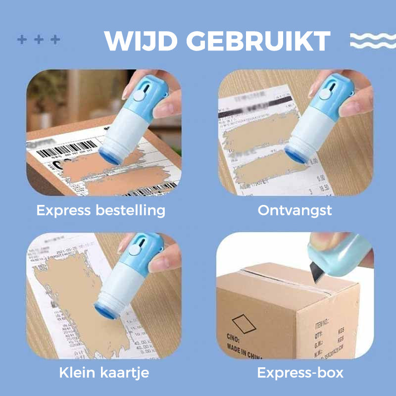 Correctievloeistof voor thermisch papier met Unboxing-mes