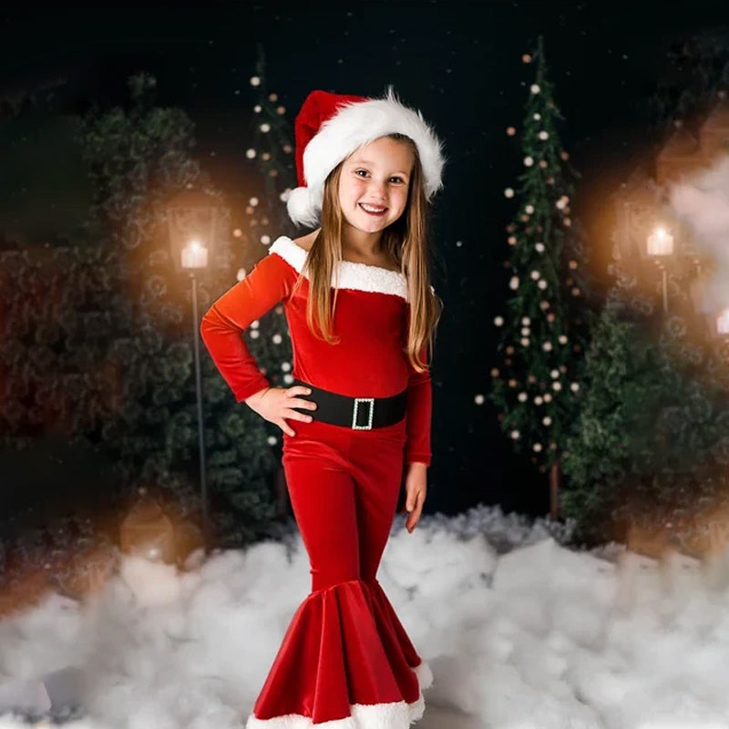 Fluwelen herfstoutfits voor kerstman