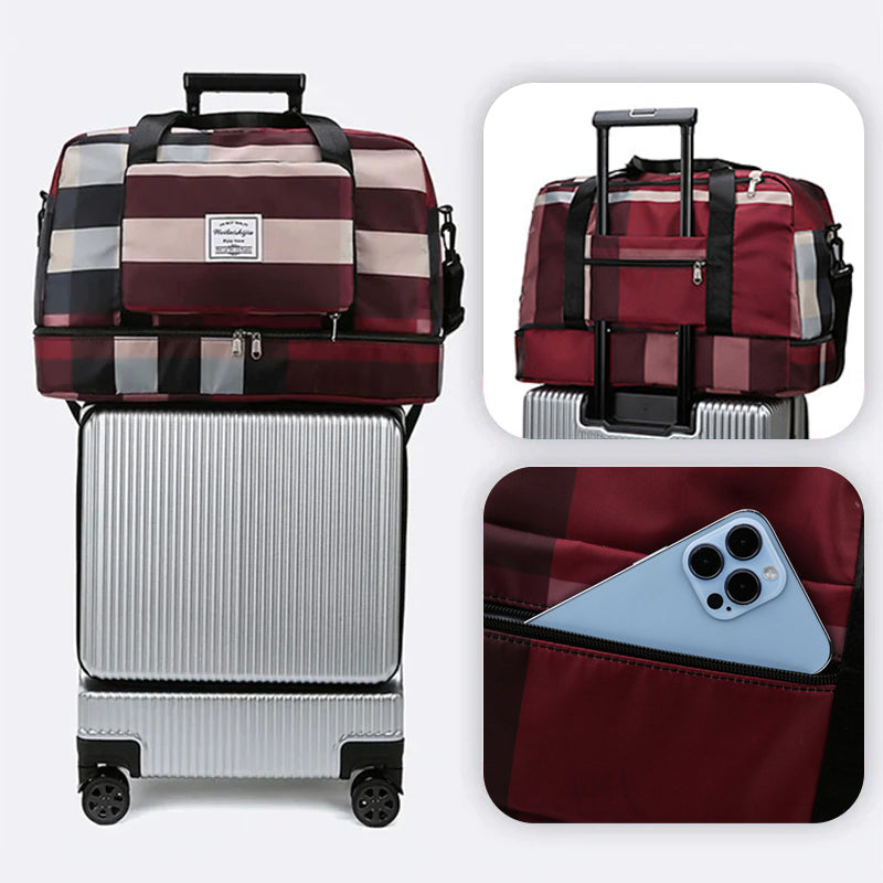 Opvouwbare reistas met droge/natte scheiding