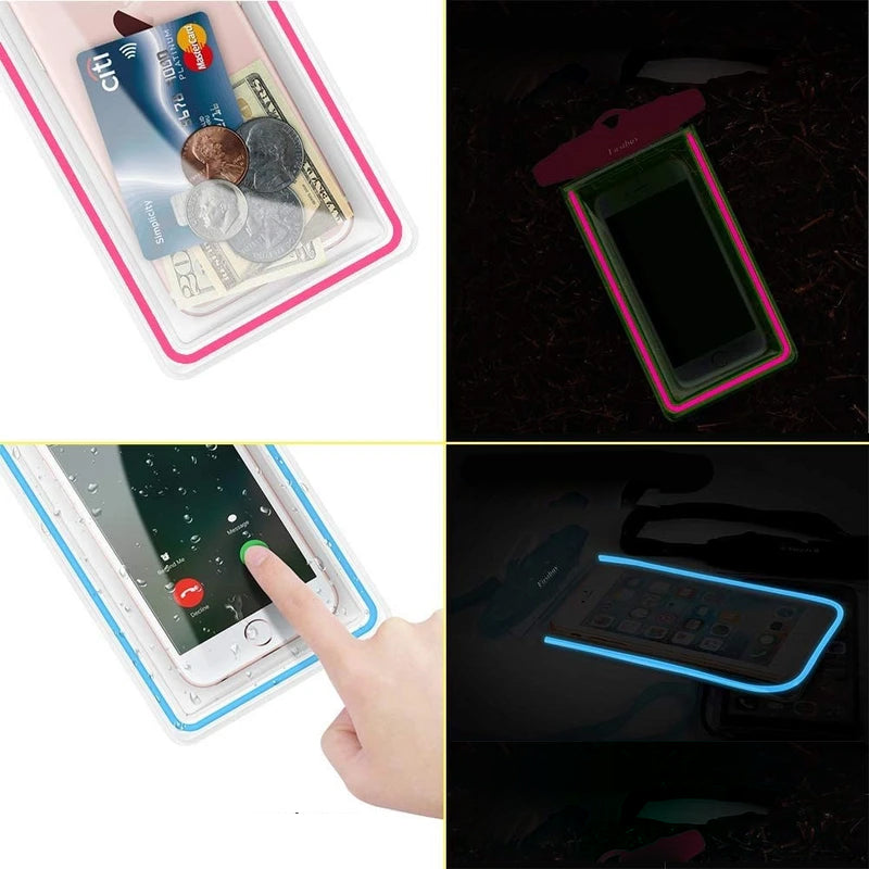 Waterdichte nacht lichtgevende telefoon zakje