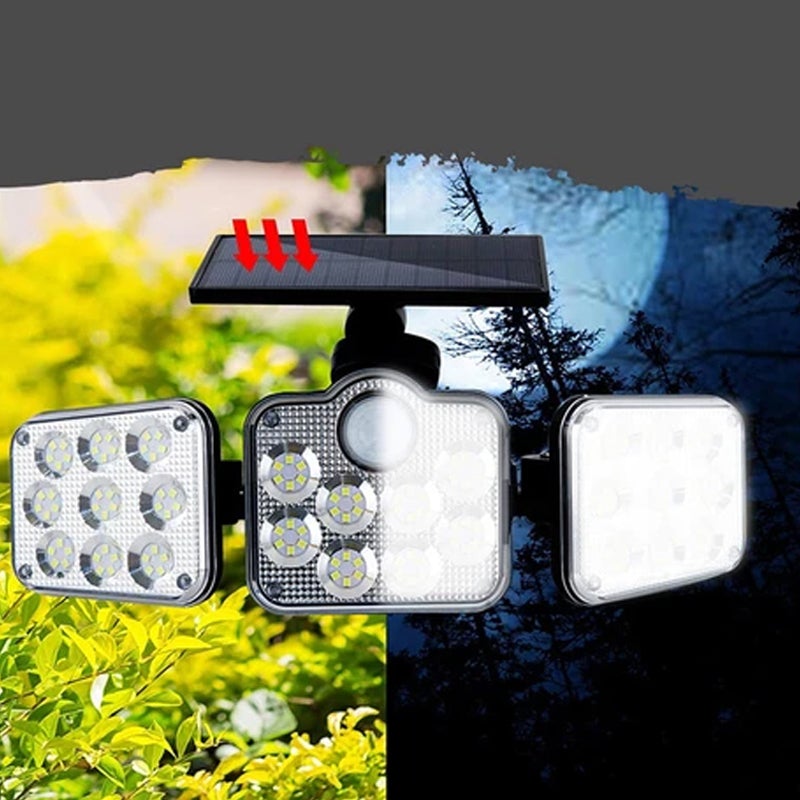Drievoudige LED-wandlamp op zonne-energie Info