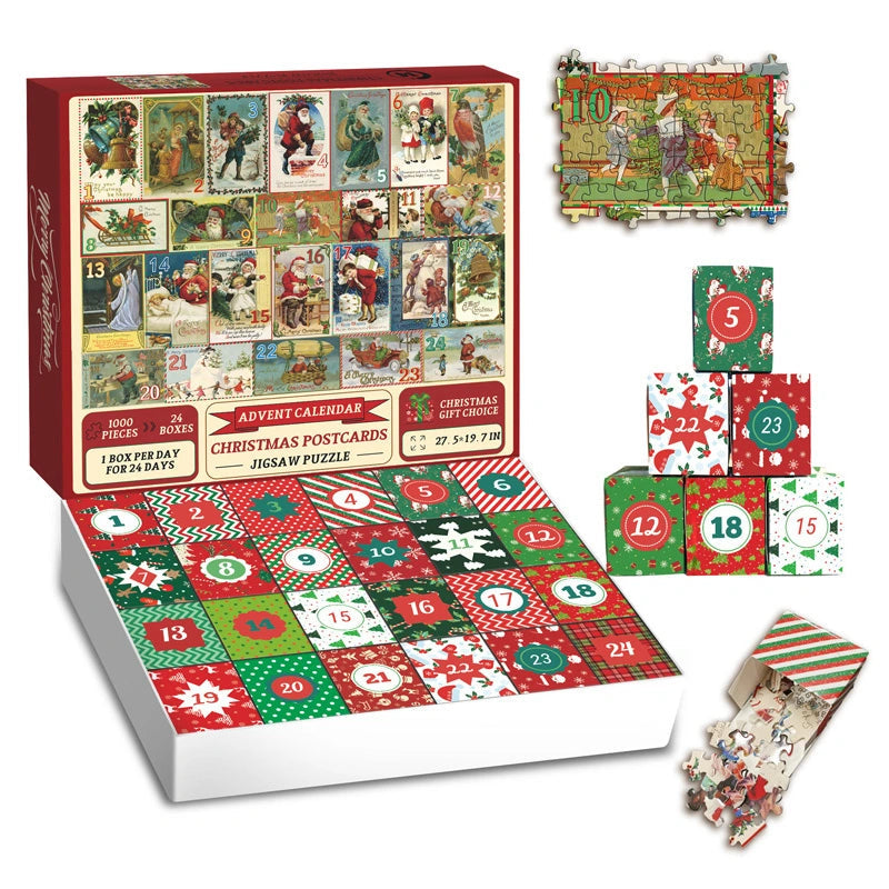 Kerstkaarten Adventskalender Legpuzzel 1000 stukjes