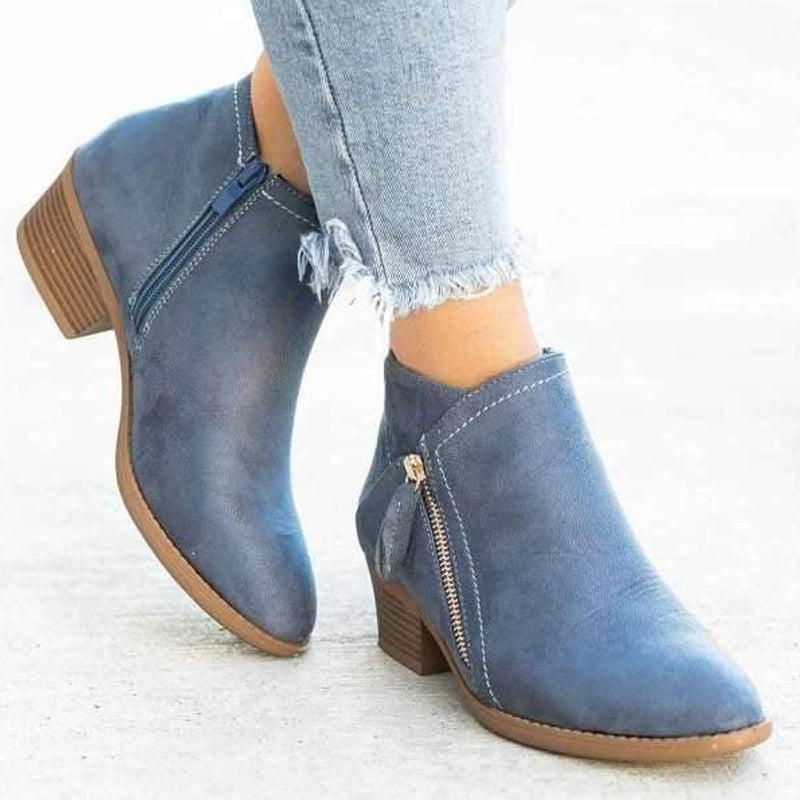 Chunky Heel enkellaarsjes met Zijrits voor Dames