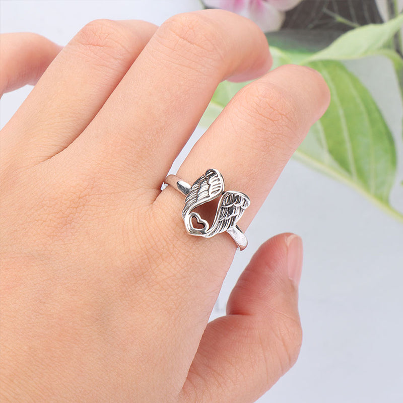 Sterling zilveren ring met engelen hart