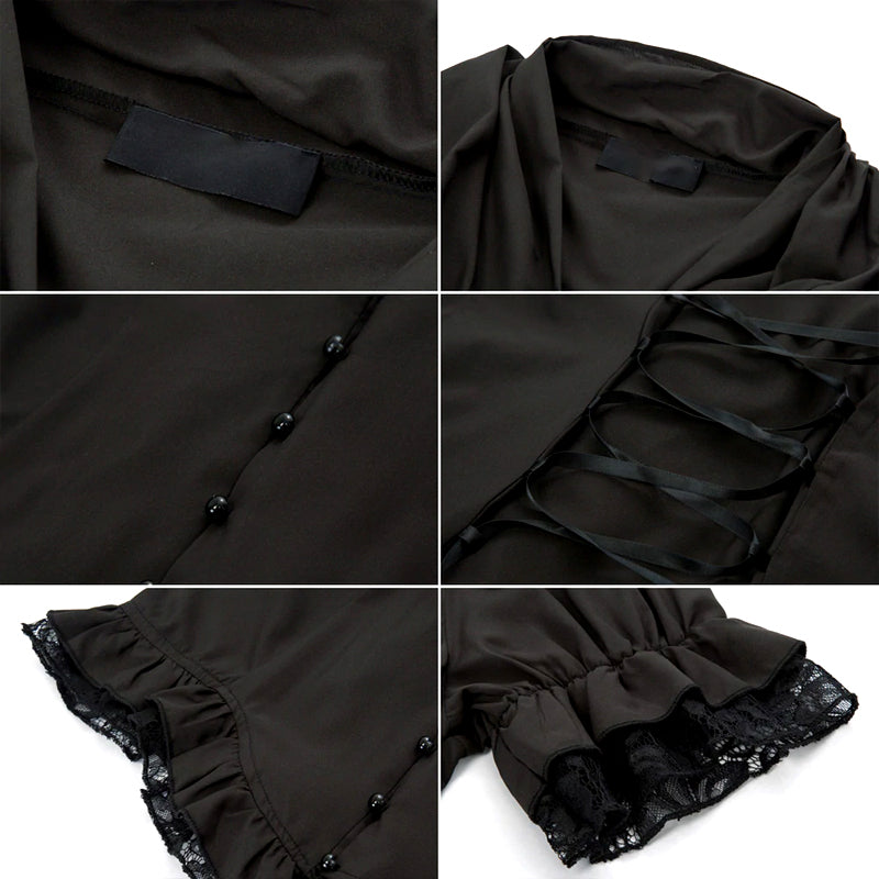 V-hals blouse met veters en korte mouwen