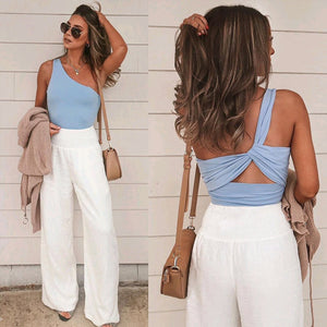 losse broek met wijde pijpen