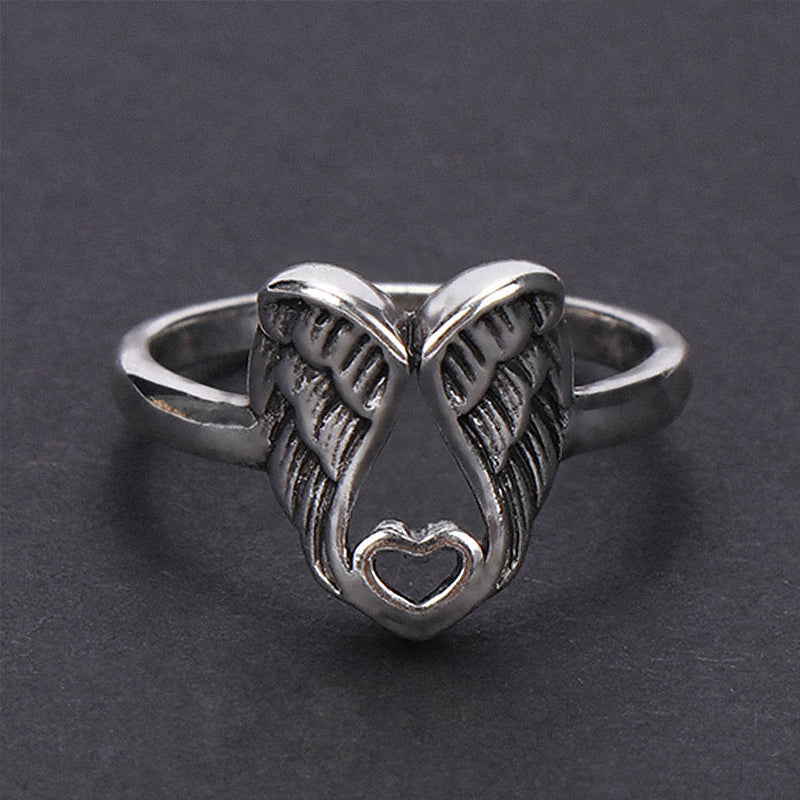 Sterling zilveren ring met engelen hart