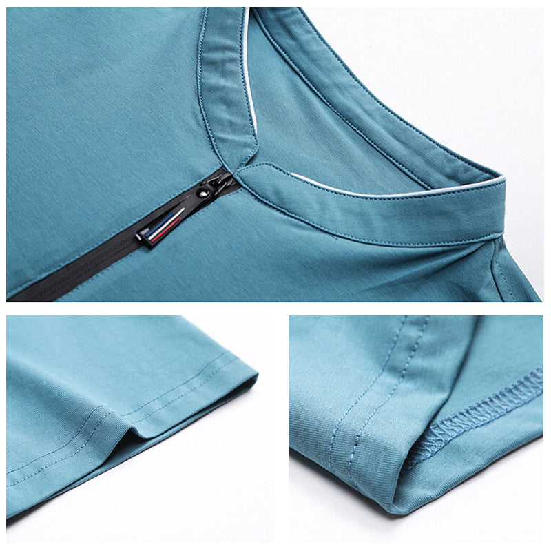 T-shirt met rits en kraag voor heren