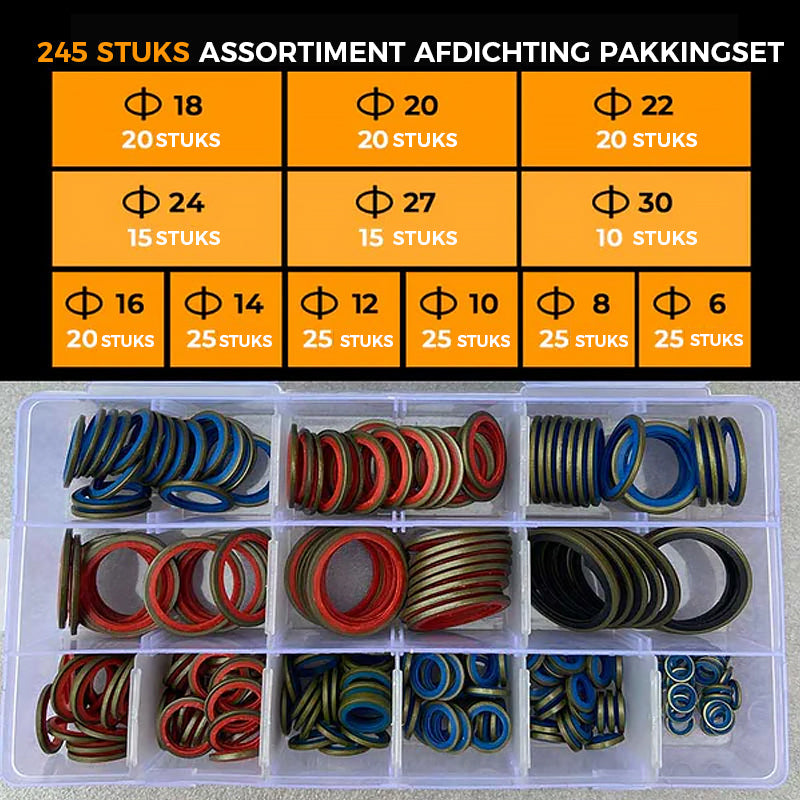 100 stuks / 245 stuks diverse afdichtingspakkingset