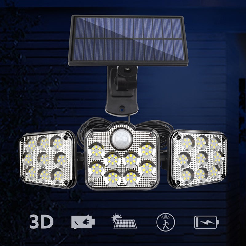 Drievoudige LED-wandlamp op zonne-energie Info