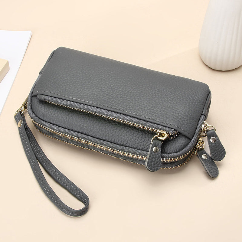 Leren lange clutch met grote capaciteit