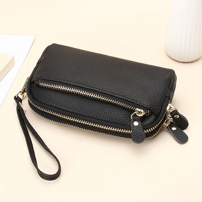 Leren lange clutch met grote capaciteit