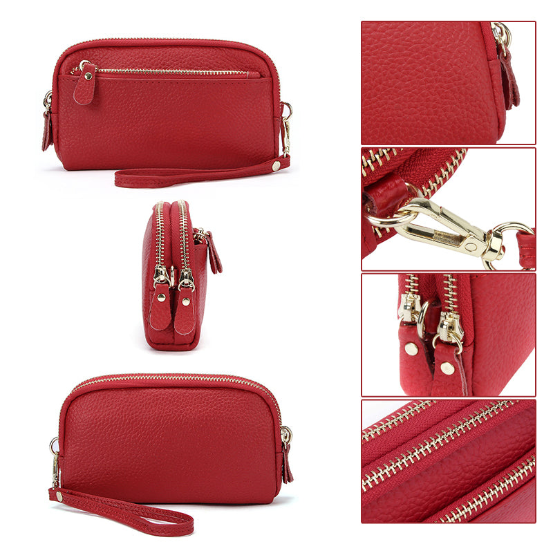 Leren lange clutch met grote capaciteit