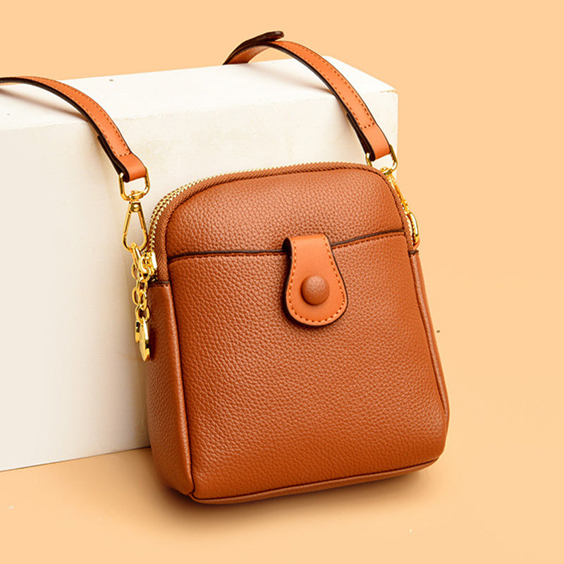 Kleine vierkante tas met één schouder in contrasterende kleur