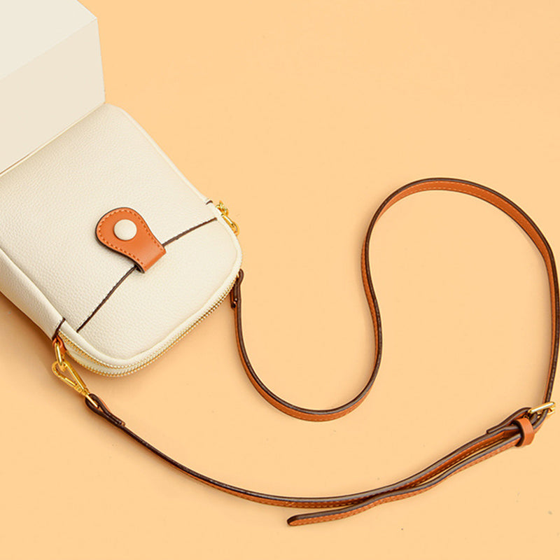 Kleine vierkante tas met één schouder in contrasterende kleur