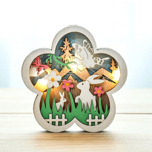 Houten paasdecoratie met LED-licht