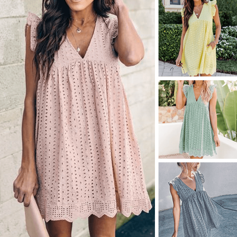 Holle jurk met V-hals voor dames