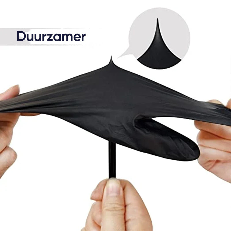 100PCS Of Disposable Black Nitrile Gloves