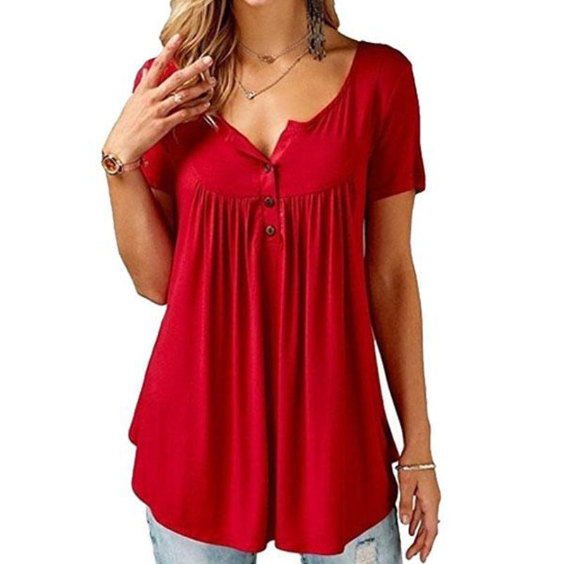 Effen T-shirt met ruches voor dames